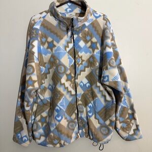 Men's Geometric Fleece Jacket - Blue and Brown